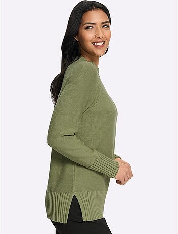 Pull à col montant boutons fantaisie au dos - taille standard - moda vilona