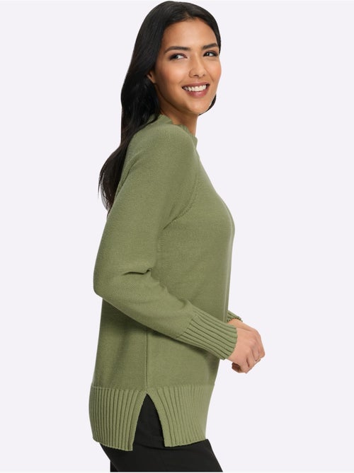 Pull à col montant boutons fantaisie au dos - taille standard - moda vilona - Kiabi