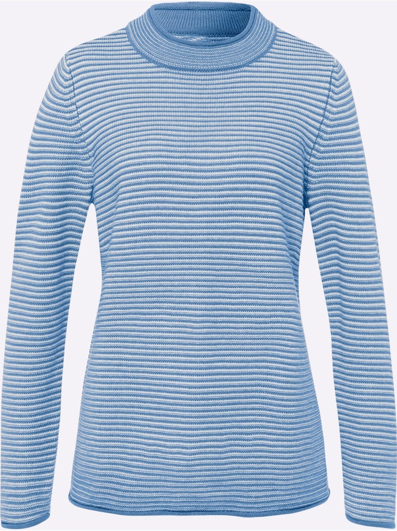 Pull à col montant col montant chaud - taille standard - moda vilona Bleu Ecru - Kiabi