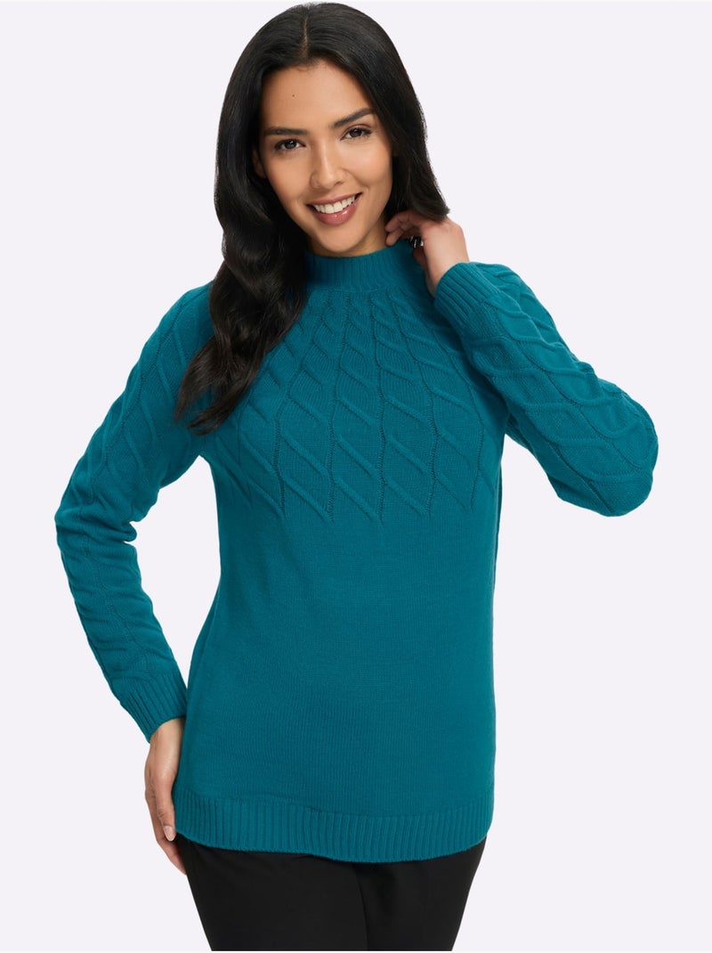 Pull à col montant col montant chaud - taille standard - moda vilona Bleu pétrole - Kiabi