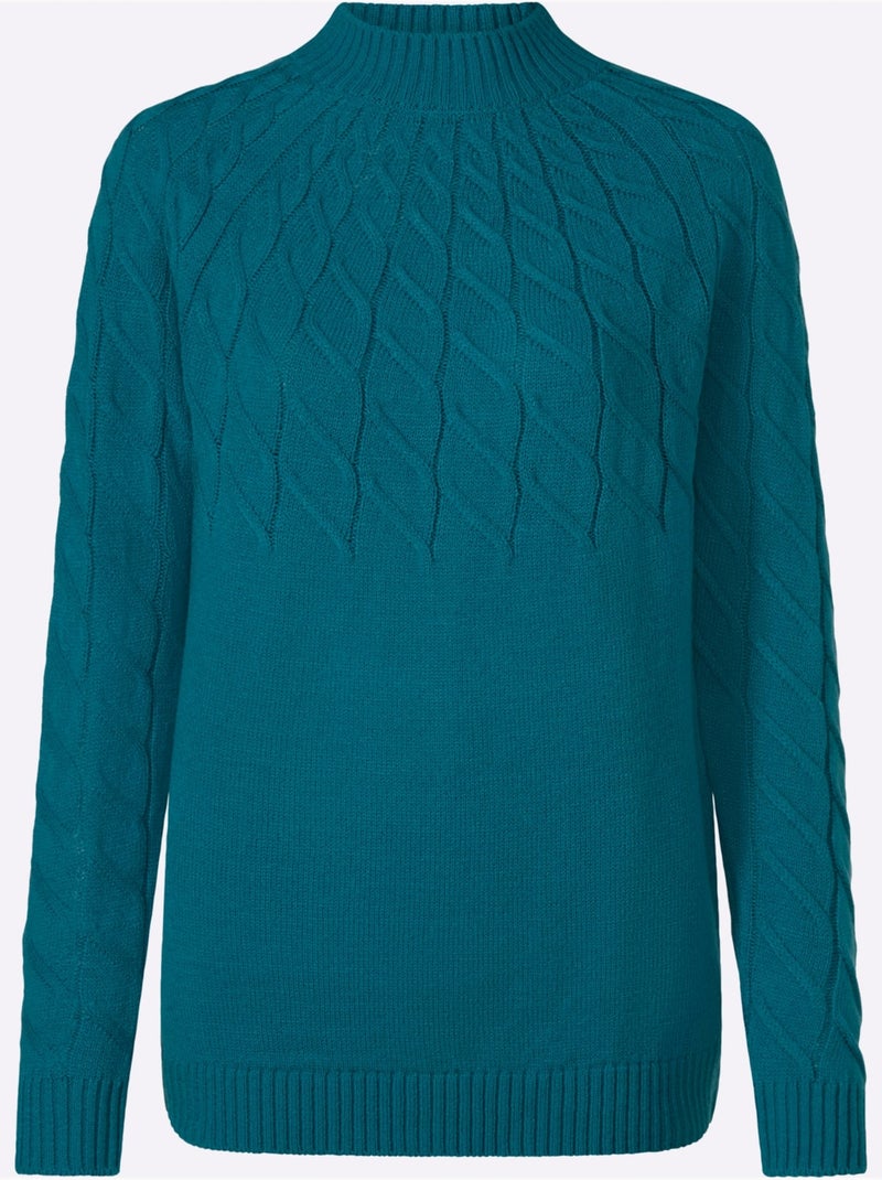 Pull à col montant col montant chaud - taille standard - moda vilona Bleu pétrole - Kiabi