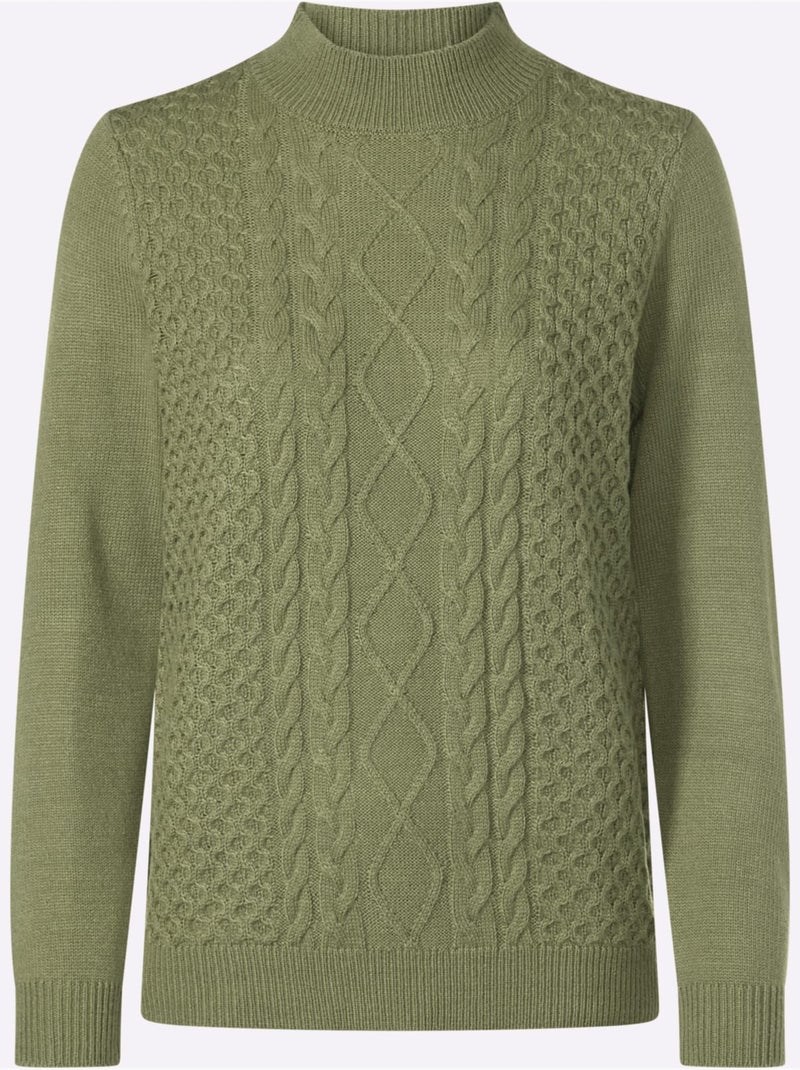 Pull à col montant col montant chaud - taille standard - moda vilona Bleu Vert Gris - Kiabi