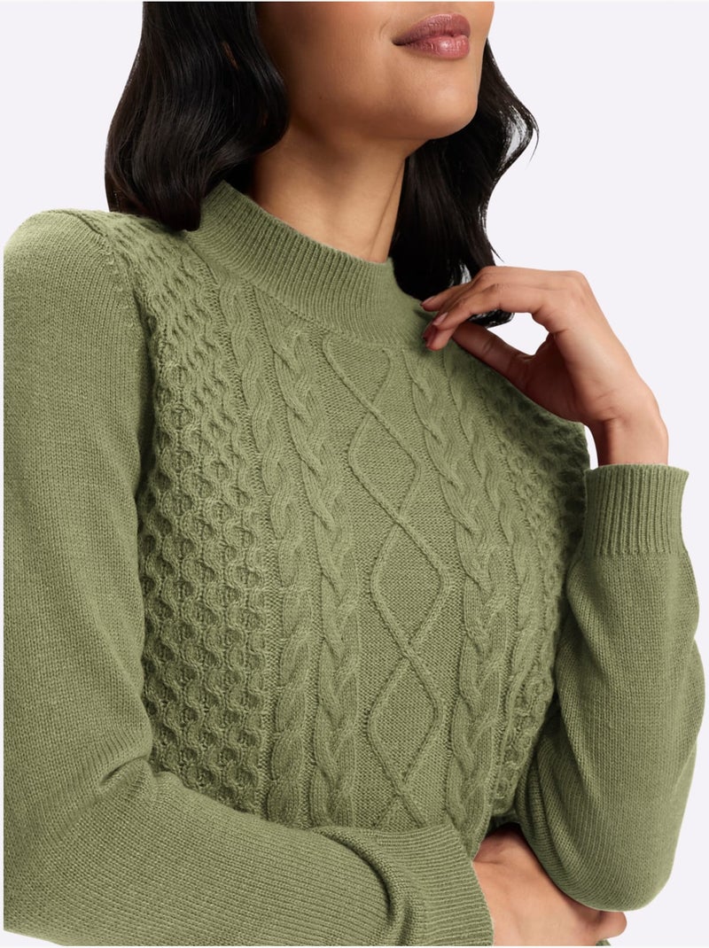 Pull à col montant col montant chaud - taille standard - moda vilona Bleu Vert Gris - Kiabi