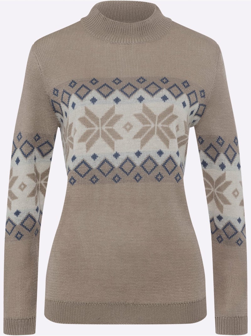 Pull à Col Montant Col Montant Chaud - Taille Standard - Moda Vilona Ecru - Kiabi