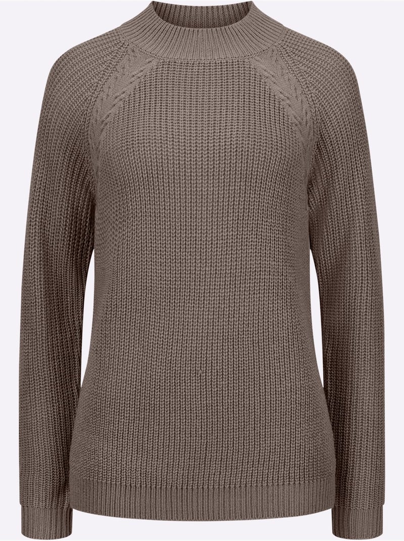 Pull à Col Montant Col Montant Chaud - Taille Standard - Moda Vilona Gris taupe - Kiabi