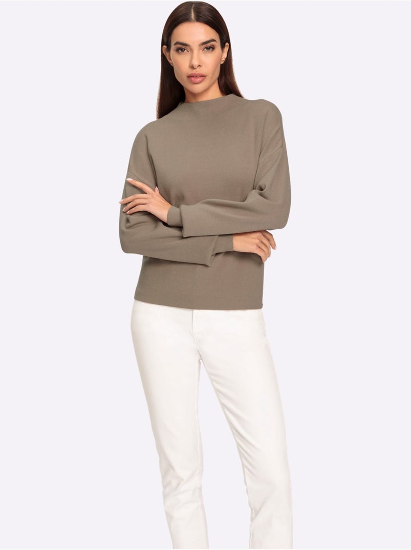 Pull à Col Montant Col Montant Tendance - Taille Standard - Helline Beige - Kiabi