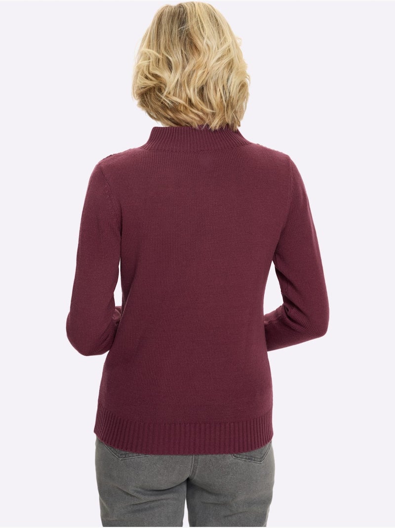Pull à Col Montant Col Montant Tendance - Taille Standard - Moda Vilona Bordeaux - Kiabi
