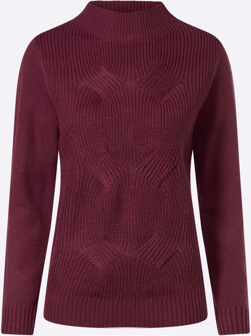 Pull à Col Montant Col Montant Tendance - Taille Standard - Moda Vilona Bordeaux - Kiabi