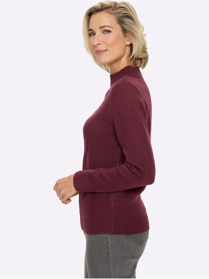Pull à Col Montant Col Montant Tendance - Taille Standard - Moda Vilona Bordeaux - Kiabi
