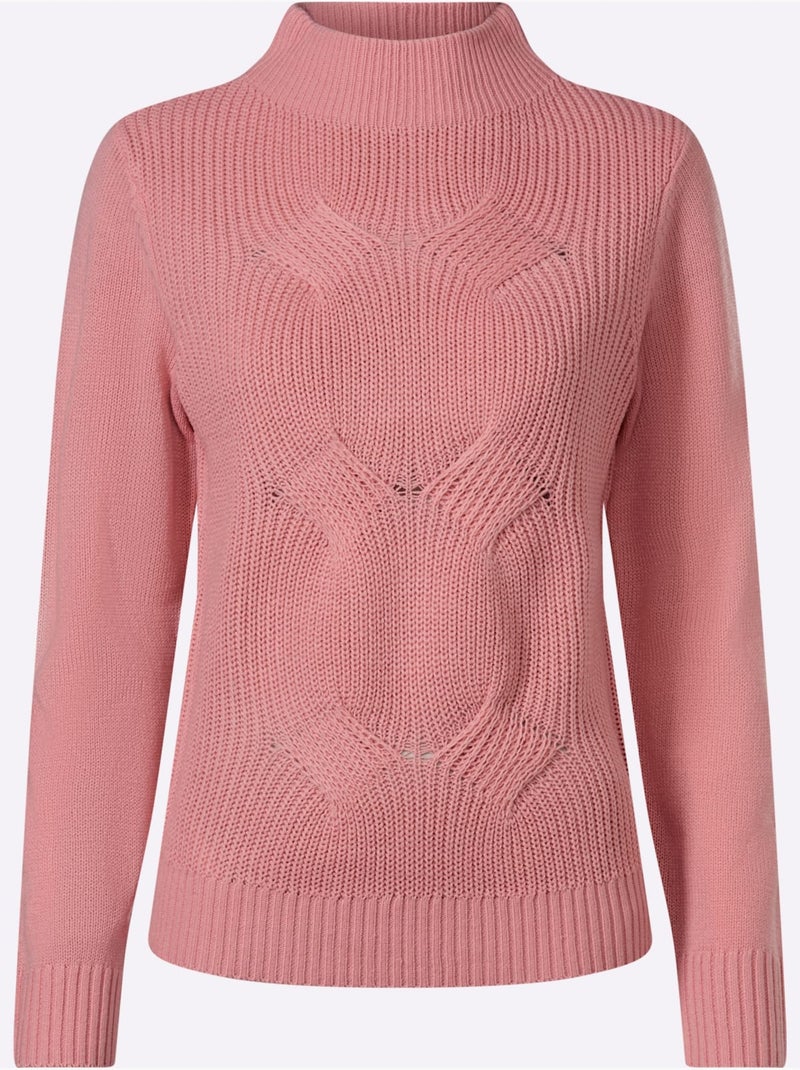 Pull à Col Montant Col Montant Tendance - Taille Standard - Moda Vilona Rose - Kiabi