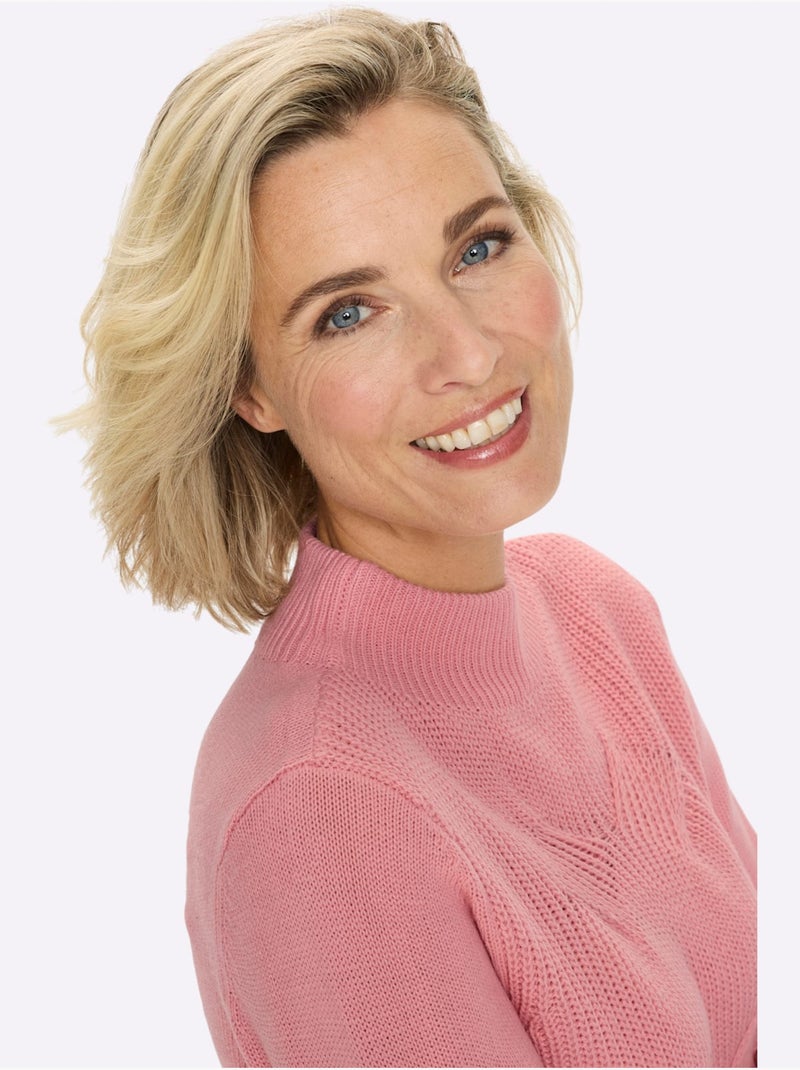 Pull à Col Montant Col Montant Tendance - Taille Standard - Moda Vilona Rose - Kiabi