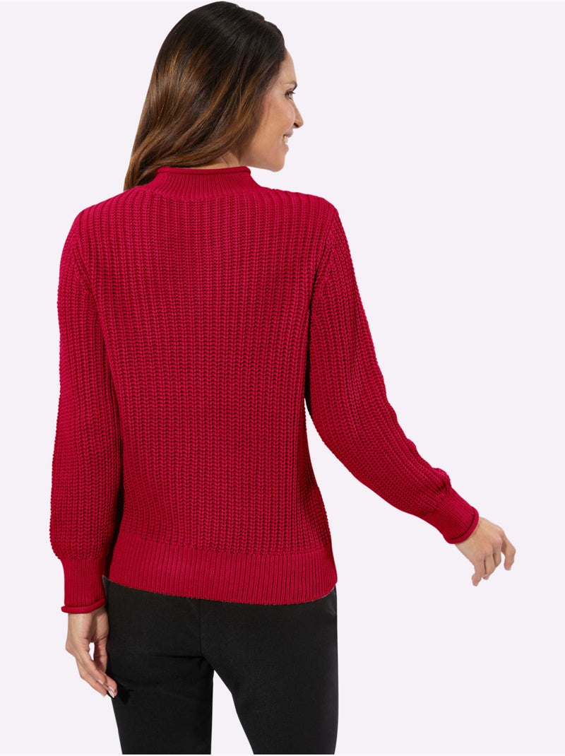 Pull à Col Montant Coton Issu De L'agriculture Biologique - Taille Standard - Witt Rouge - Kiabi