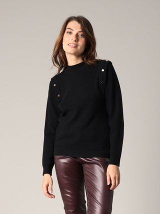 Pull à col montant & détails de boutons fantaisie
 'Deeluxe'