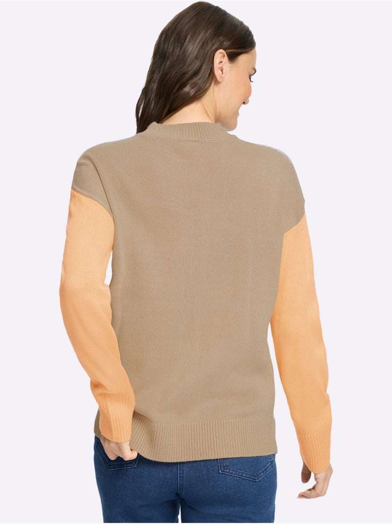 Pull à col montant doux comme du cachemire - taille standard - moda vilona Gris Beige Gris - Kiabi