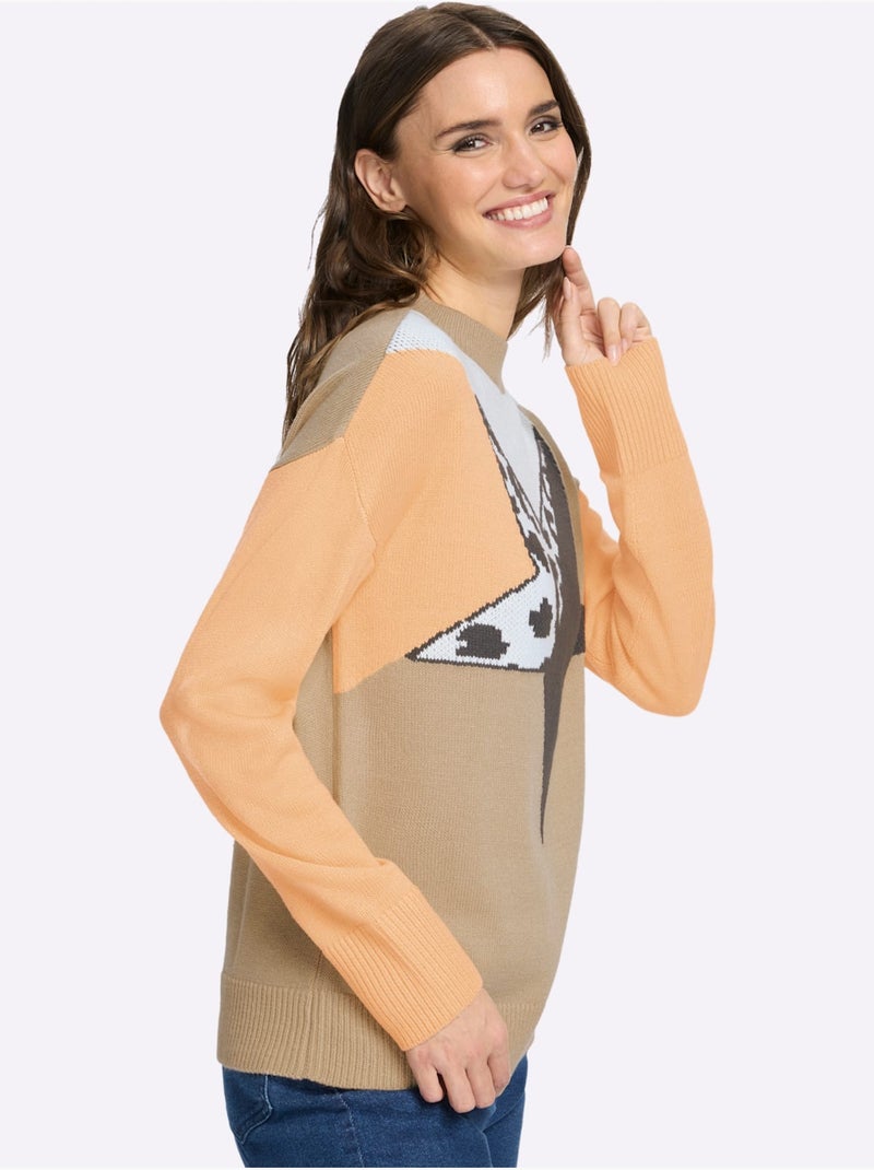 Pull à col montant doux comme du cachemire - taille standard - moda vilona Gris Beige Gris - Kiabi