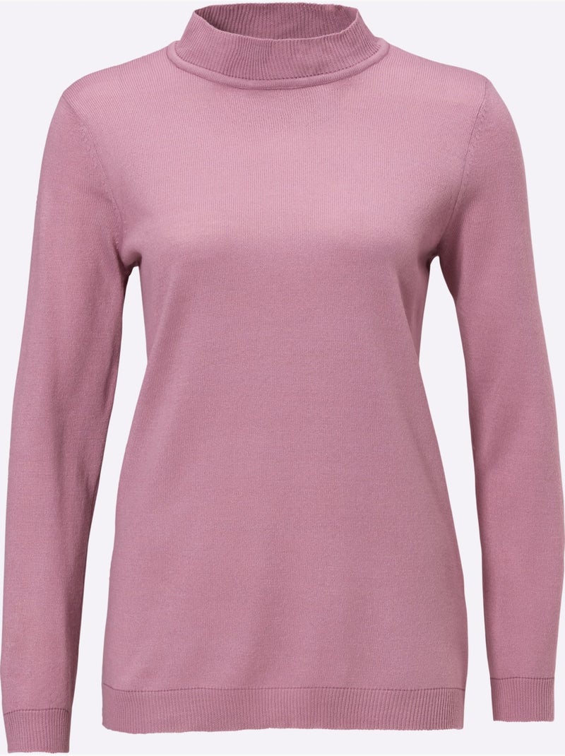 Pull à Col Montant Doux Comme Du Cachemire - Taille Standard - Moda Vilona Rose - Kiabi