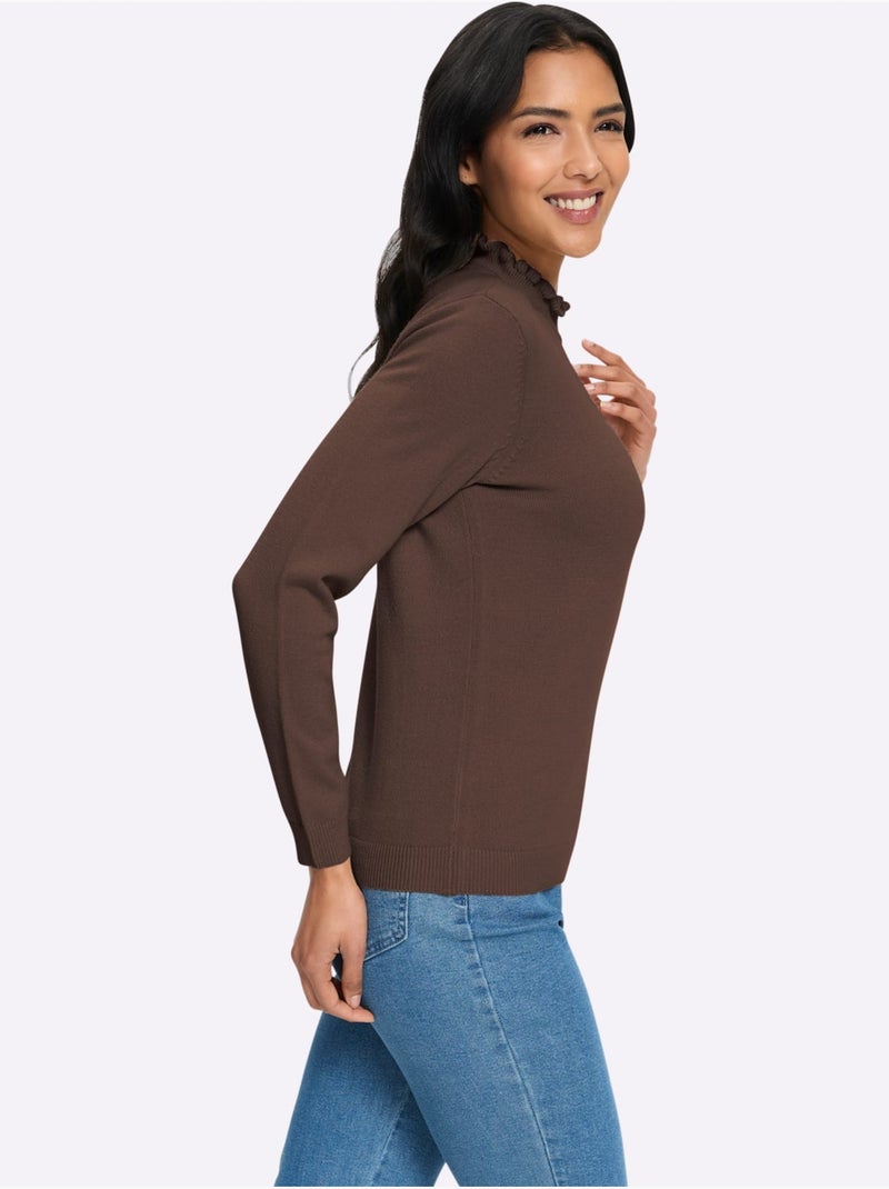 Pull à col montant doux et moelleux - taille standard - moda vilona Marron/Choco - Kiabi
