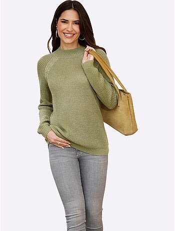 Pull à col montant à manches longues et motif torsadé - taille standard - moda vilona