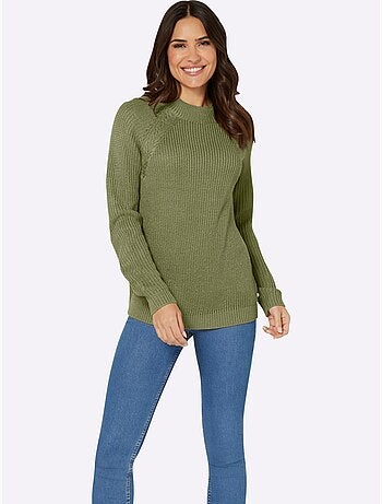 Pull à col montant à manches longues et motif torsadé - taille standard - moda vilona