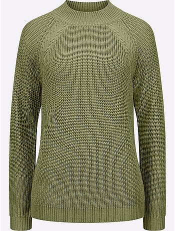 Pull à col montant à manches longues et motif torsadé - taille standard - moda vilona