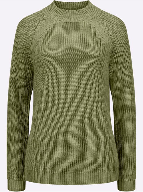 Pull à col montant en tricot côtelé avec motifs torsadés - Taille standard - Moda Vilona - Kiabi Pull à col montant en tricot côtelé avec motifs torsadés - Taille standard - Moda Vilona - Kiabi