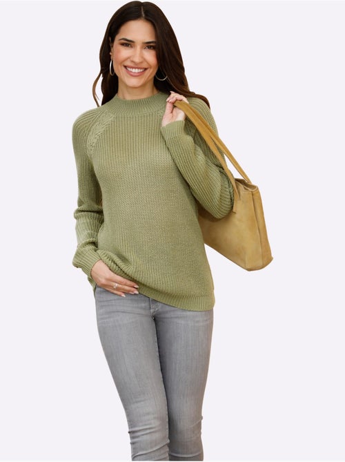 Pull à col montant en tricot côtelé avec motifs torsadés - Taille standard - Moda Vilona - Kiabi Pull à col montant en tricot côtelé avec motifs torsadés - Taille standard - Moda Vilona - Kiabi