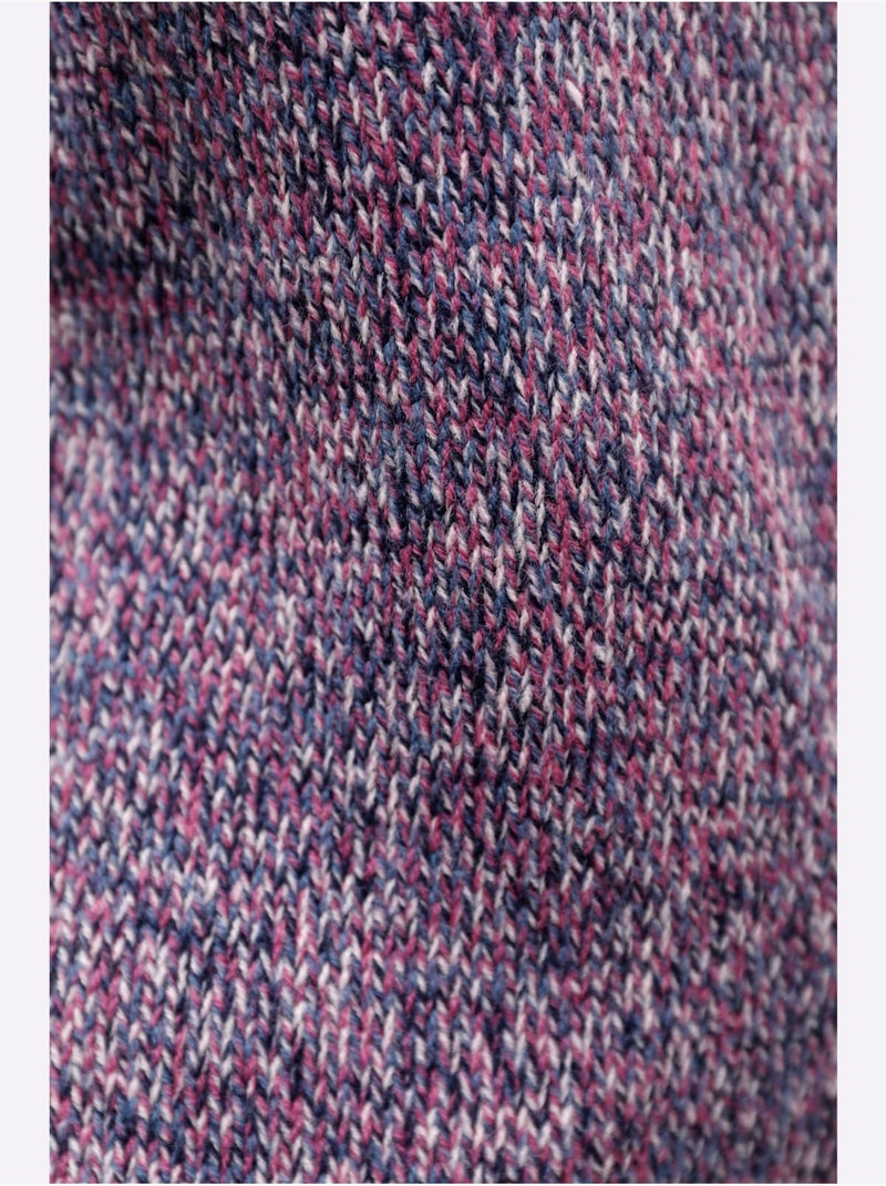 Pull à Col Montant Fil Chiné Doux - Taille Standard - Moda Vilona Bleu marine - Kiabi