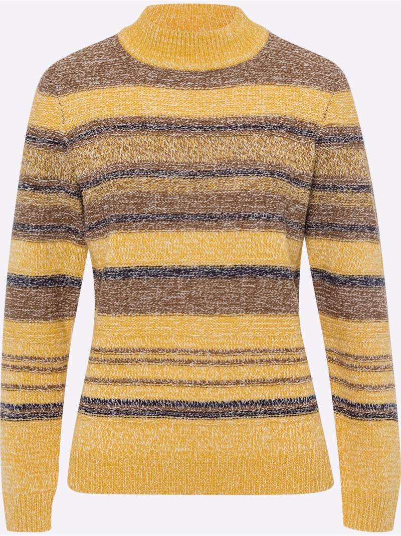 Pull à Col Montant Fil Chiné Doux - Taille Standard - Moda Vilona Ocre - Kiabi