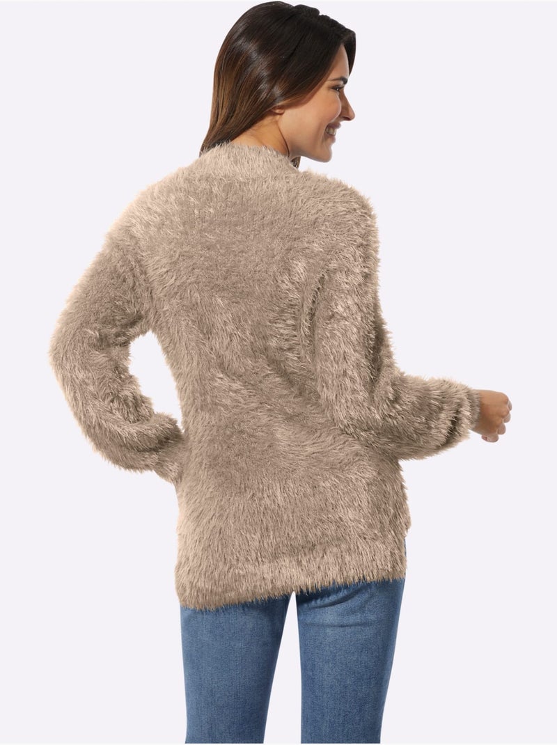 Pull à Col Montant Fil Moelleux à Poils Longs - Taille Standard - Moda Vilona Beige - Kiabi