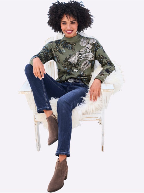 Pull à Col Montant Imprimé Floral - Taille Standard - Helline - Kiabi