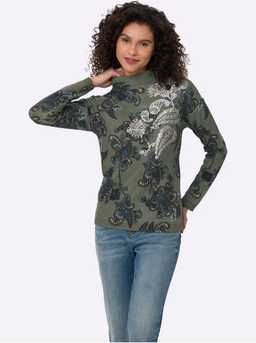 Pull à Col Montant Imprimé Floral - Taille Standard - Helline - Kiabi