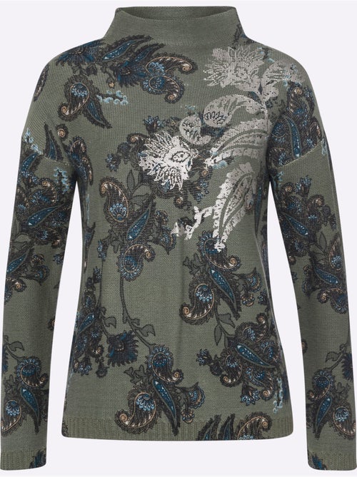 Pull à Col Montant Imprimé Floral - Taille Standard - Helline - Kiabi
