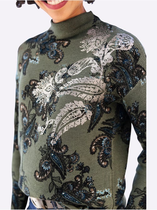 Pull à Col Montant Imprimé Floral - Taille Standard - Helline - Kiabi