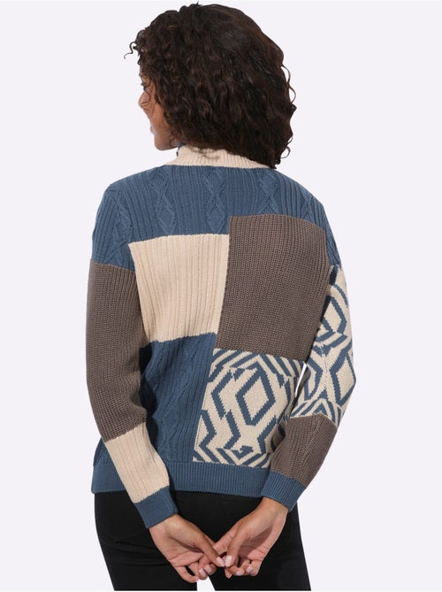 Pull à Col Montant Joli Aspect Patchwork - Taille Standard - Witt - Kiabi Pull à Col Montant Joli Aspect Patchwork - Taille Standard - Witt - Kiabi