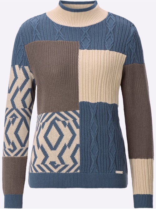 Pull à Col Montant Joli Aspect Patchwork - Taille Standard - Witt - Kiabi Pull à Col Montant Joli Aspect Patchwork - Taille Standard - Witt - Kiabi
