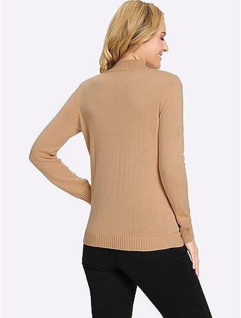 Pull à col montant joli jacquard à l'aspect animal - taille standard - moda vilona
