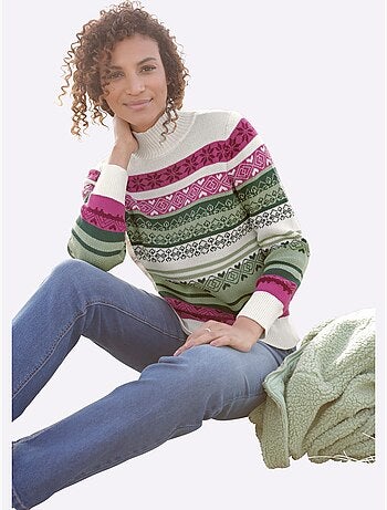 Pull à Col Montant Joli Motif Norvégien - Taille Standard - Witt