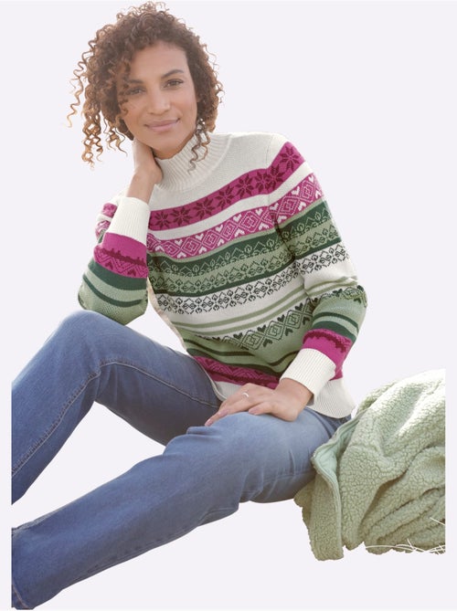 Pull à Col Montant Joli Motif Norvégien - Taille Standard - Witt - Kiabi Pull à Col Montant Joli Motif Norvégien - Taille Standard - Witt - Kiabi