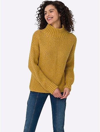 Pull à Col Montant Jolie Structure Tricot - Taille Standard - Helline
