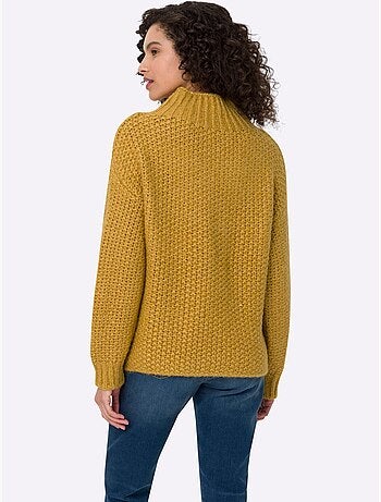 Pull à Col Montant Jolie Structure Tricot - Taille Standard - Helline