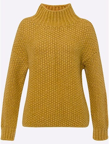 Pull à Col Montant Jolie Structure Tricot - Taille Standard - Helline