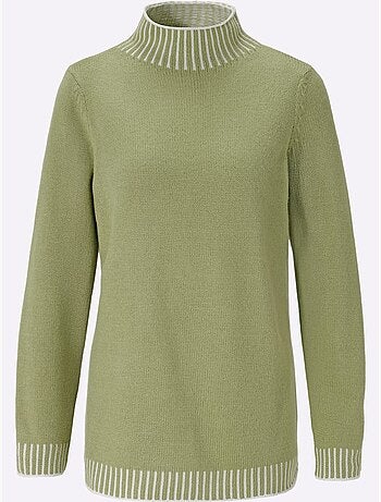 Pull à Col Montant Jolis Contrastes - Taille Standard - Moda Vilona