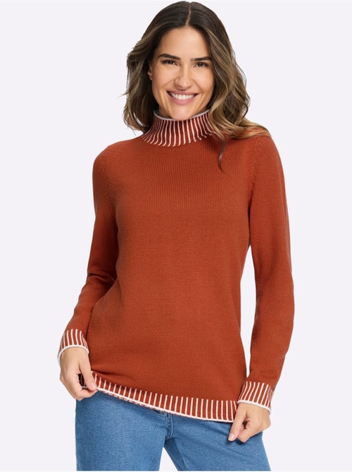 Pull à Col Montant Jolis Contrastes - Taille Standard - Moda Vilona - Kiabi
