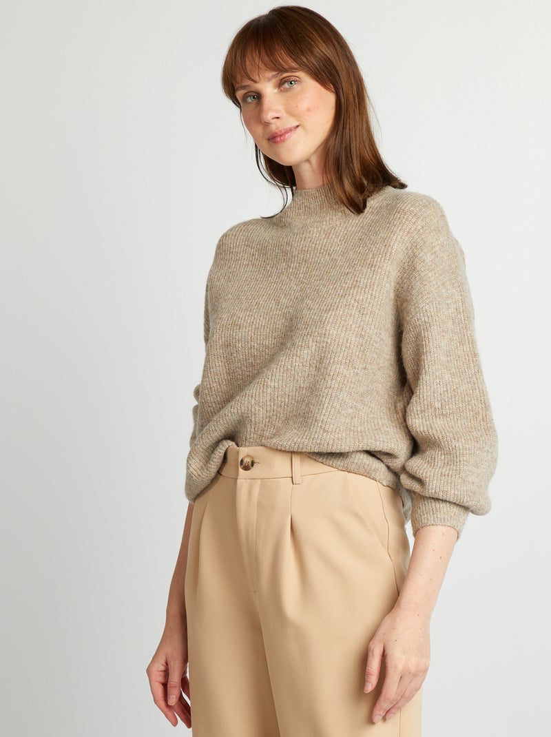 Pull à col montant Marron - Kiabi