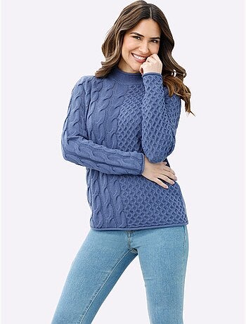 Pull à col montant mélange de motifs tendance - taille standard - moda vilona