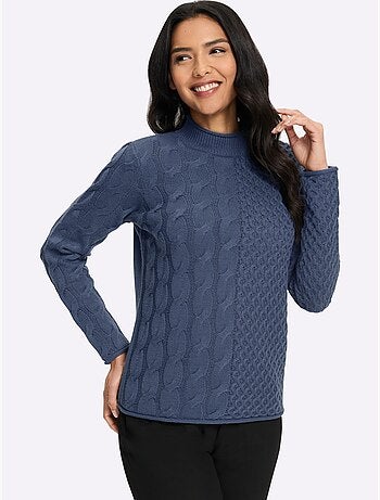 Pull à col montant mélange de motifs tendance - taille standard - moda vilona