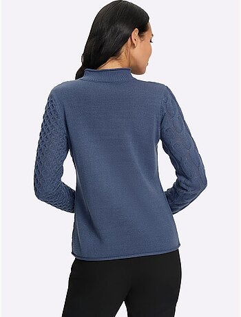 Pull à col montant mélange de motifs tendance - taille standard - moda vilona