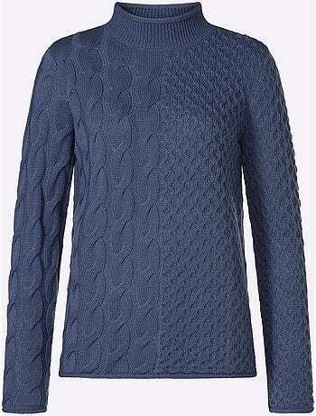 Pull à col montant mélange de motifs tendance - taille standard - moda vilona