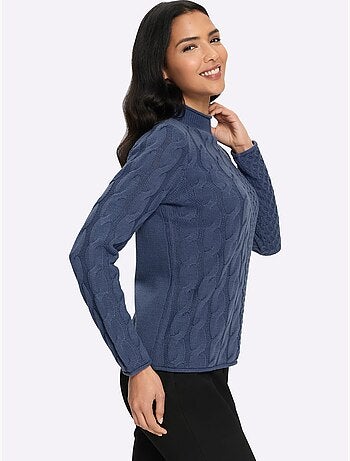 Pull à col montant mélange de motifs tendance - taille standard - moda vilona