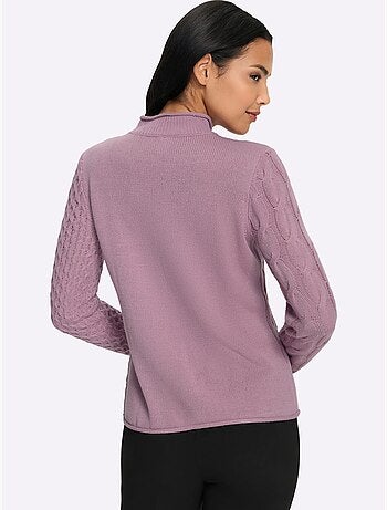 Pull à col montant mélange de motifs tendance - taille standard - moda vilona